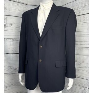 Etienne Aigner 100% Pure Wool Blazer Navy Blue 44R Made in Portugal Gold Buttons